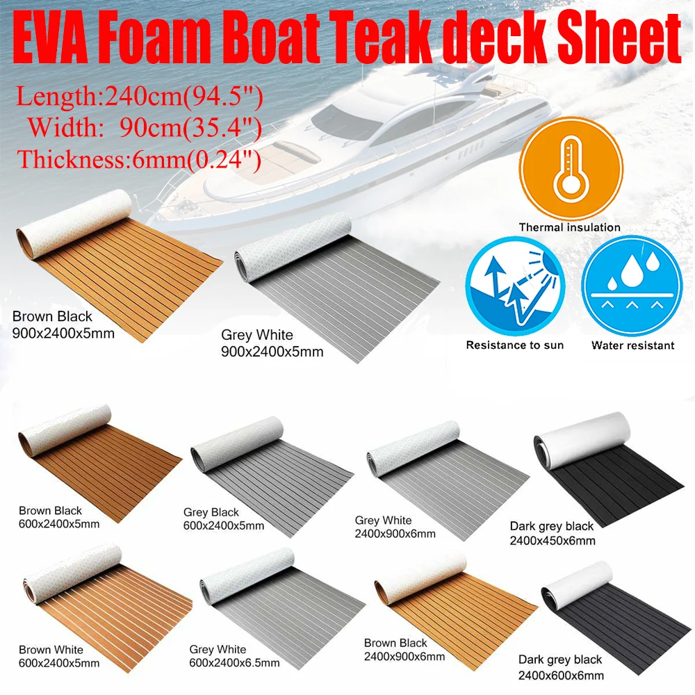 DIY EVA Non-Slip Self-Adhesive Faux Teak Foam Boat Decking Mat Sheet FlooringPad