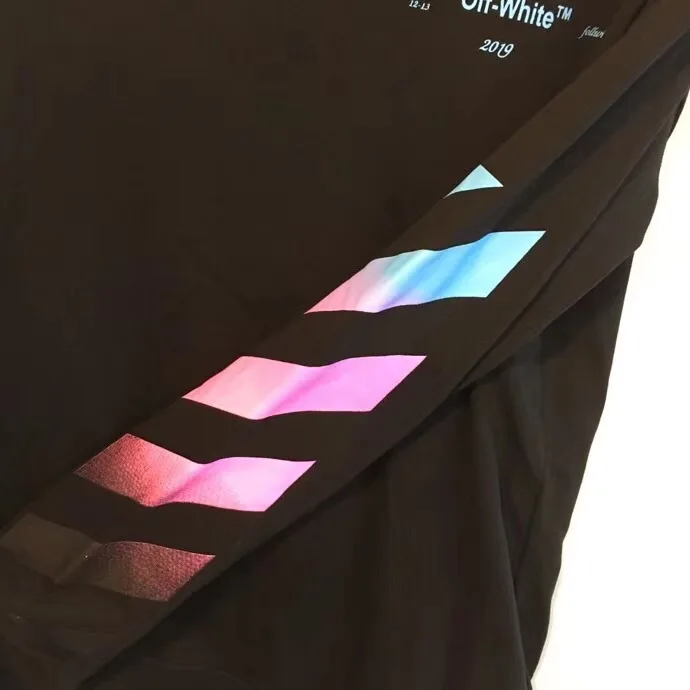 OFF-WHITE OW 19SS градиентная стрелка с круглым вырезом махровое кольцо пара свободная толстовка с круглым вырезом куртка