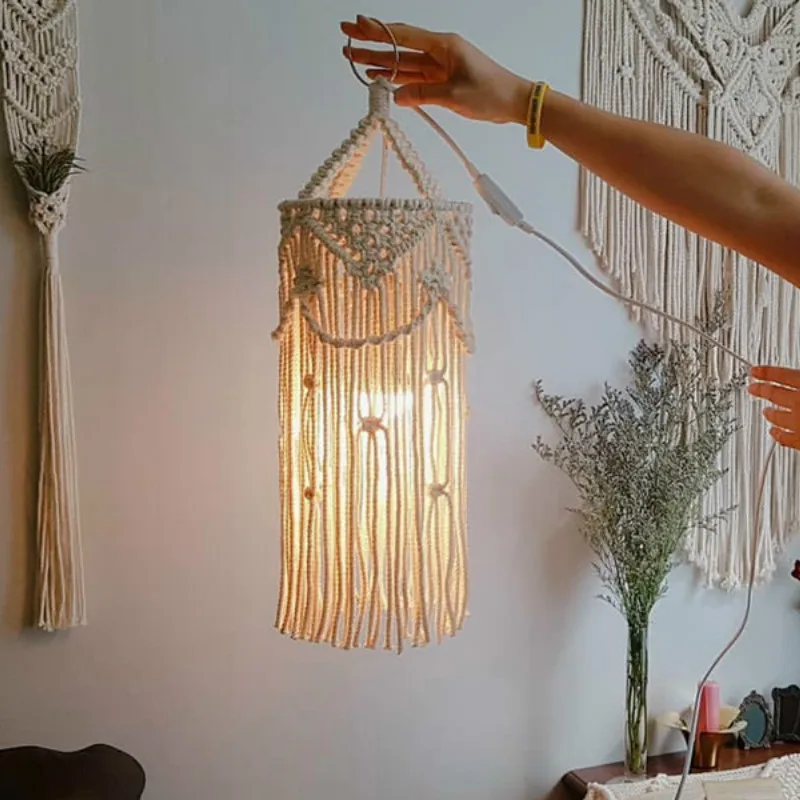 

Nordic Ins Chandelier Boho Decor Hand-woven Charm Macrame Wall Hanging Creative Home Bunk Home Decoration Lamp Shade Mandala