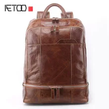 AETOO, новинка, кожаный мужской рюкзак, большой, натуральная кожа, для путешествий, большая вместительность, первый слой, кожаная сумка на плечо