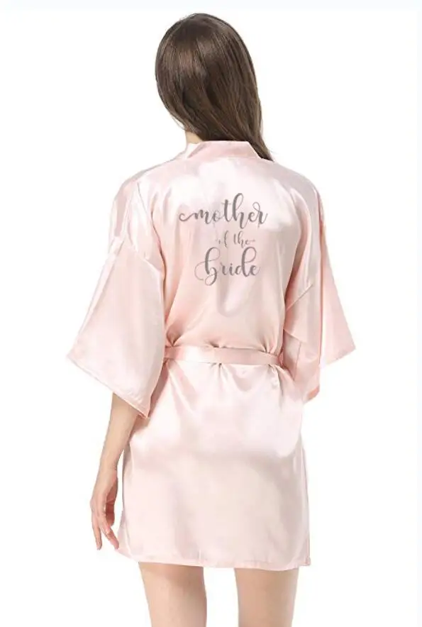 Розовый халат серебряное пишущее кимоно девичник Пижама для вечеринки свадебное платье подружки невесты халат жениха - Цвет: pink mother bride