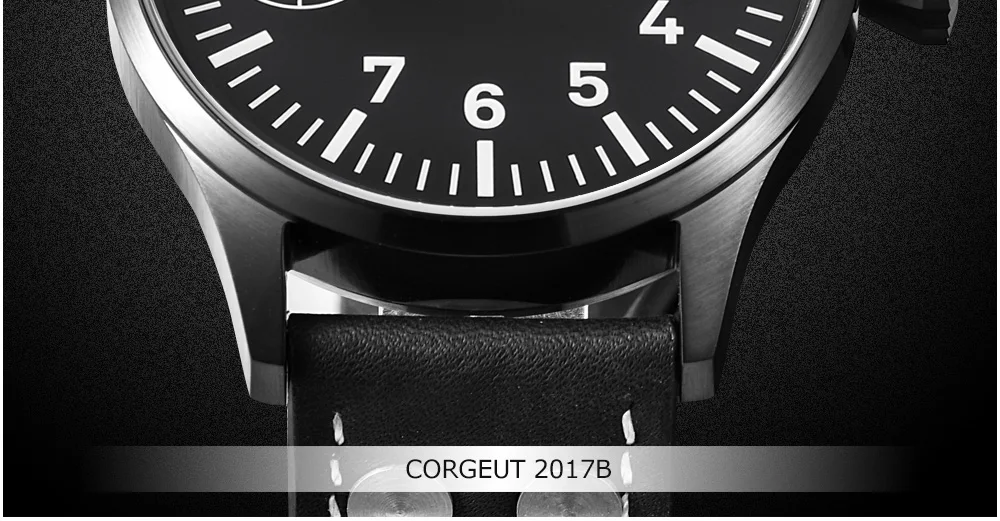 Corgeut 17 Jewels механические наручные часы Чайка 3600 движение 6497 Модные Кожаные Спортивные Светящиеся мужские роскошные Брендовые Часы