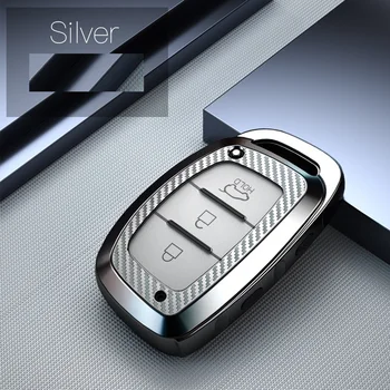 

TPU+Carbon fiber grain Key Cover Key Case For Hyundai i30 Ix35 KONA Encino Solaris Azera Grandeur Ig Accent Santa Fe 2018 2019
