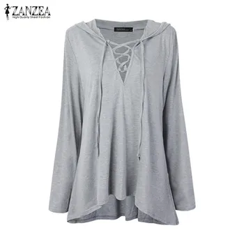 

ZANZEA Women Tops and Blouses Shirts 2020 Autumn Long Sleeve Solid Pullovers Tunic Tops Streetwear Blusas Femininas Plus Size