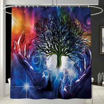 

3d shower curtains bathroom curtain sets with toilet cover rug decor bath screen with mat for living room star sky tree DW083