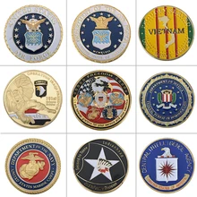 9 pçs wr us ouro chapeado moedas colecionáveis américa militar desafio moeda exército comemorativa coleção de moedas pequeno presente para homem