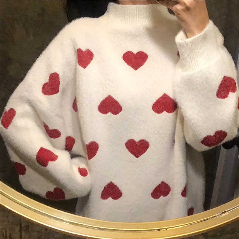 10pcs New Remote Control RMT-TX300E For Sony TV ?Winter Korean Turtleneck Knitted Sweater Women Warm Loose Pullover High Neck Clothes Autumn Fashion Cashmere Cute Heart Jumper