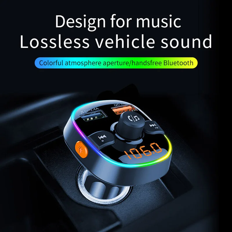 JaJaBor fm-передатчик беспроводной громкой связи Bluetooth автомобильный комплект Bluetooth 5,0 Автомобильный MP3-плеер QC3.0 Поддержка TF карта U воспроизведение диска