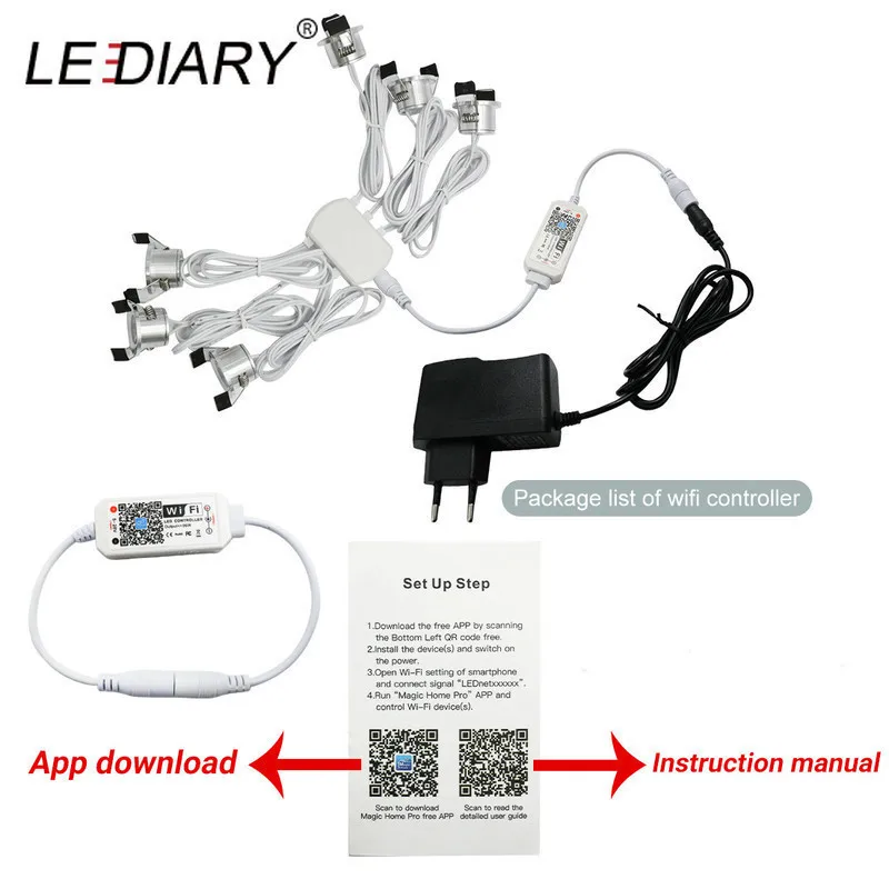 LEDIARY-Controlador Inteligente WiFi Regulable, Luces Descendentes.