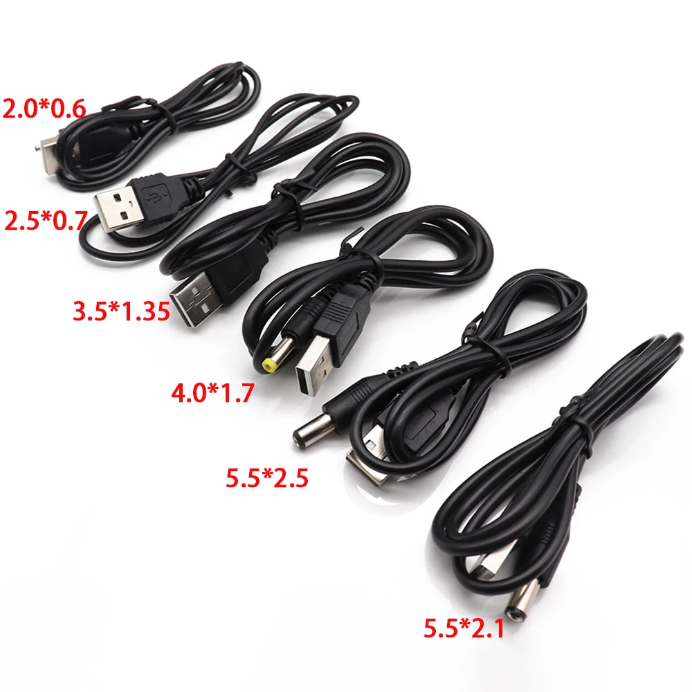 

USB Port to DC 2.0 2.5 3.5 4.0 5.5mm 5V DC Barrel Jack Power Cable Connector Black For LED Lamp Or Other Equipment