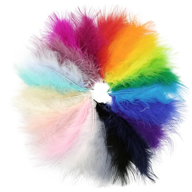 Colored Natural Turkey Marabou Feather 20Pcs/Lot 10-15cm Fluffy Plume Wedding Dress Party DIY Decorations Handicraft Accessories craft feathers natural feathers mixed color feathers turkey feathers