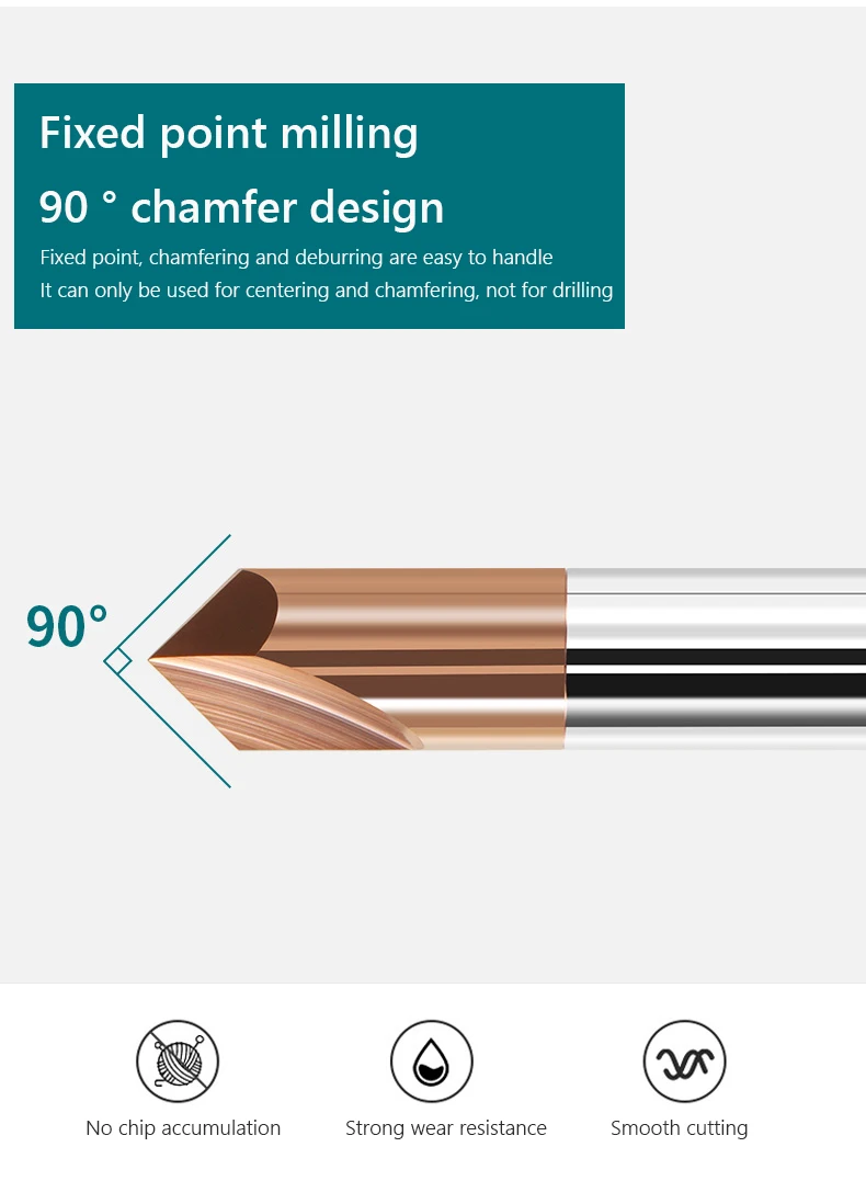 CNC Wolframkarbid Fase Fräser Aluminium Kupfer, 60 90 120 GRAD Entgraten Schaftfräser für Stahl V-Nut Fräser – Detail 3