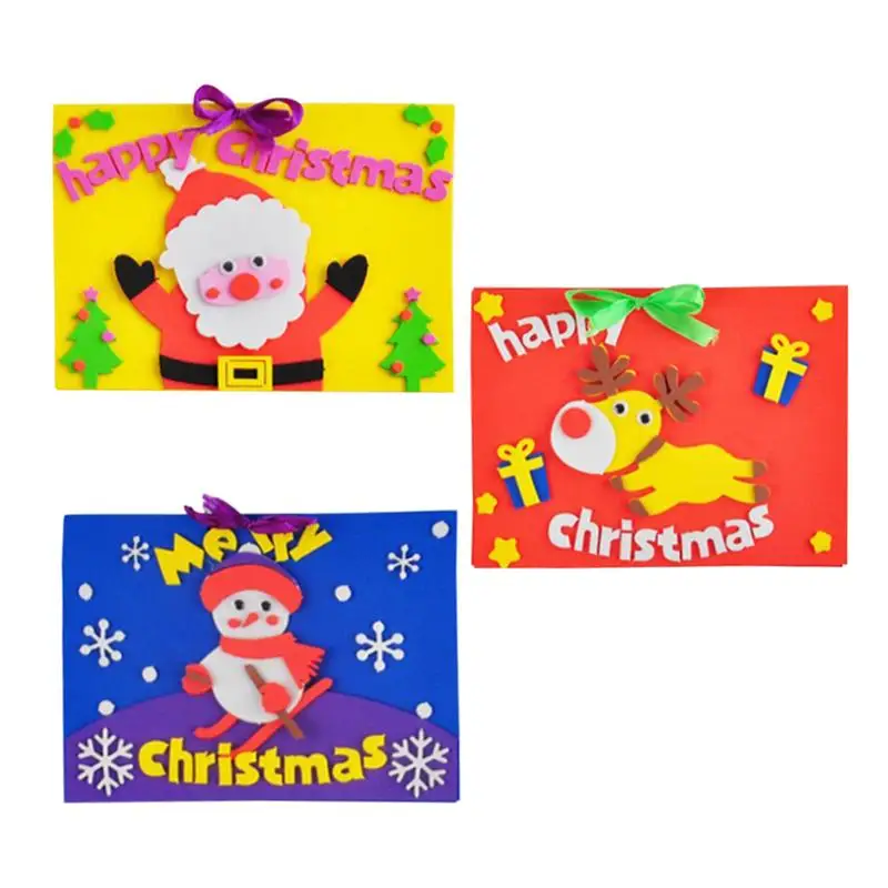 3PCS DIY Cards Making DIY Craft Educational Christmas Cards Making Accessories for Daycare Classroom Nursery School Kindergarten