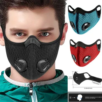 

Cycling Face Masks with Filter PM2.5 Anti-Pollution Dustproof Windproof Eye Protection Breathing Valve Bike Mouth Cap Mascarilla