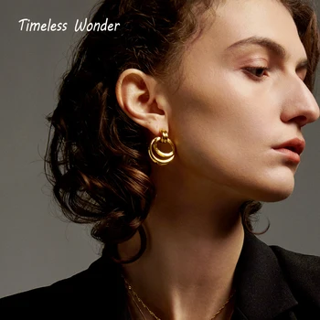 

Timeless Wonder Brass Geo Statement Drop Earrings Women Jewelry Gothic Boho Runway Designer Party Trendy Hip Hop Rare Ins 1548