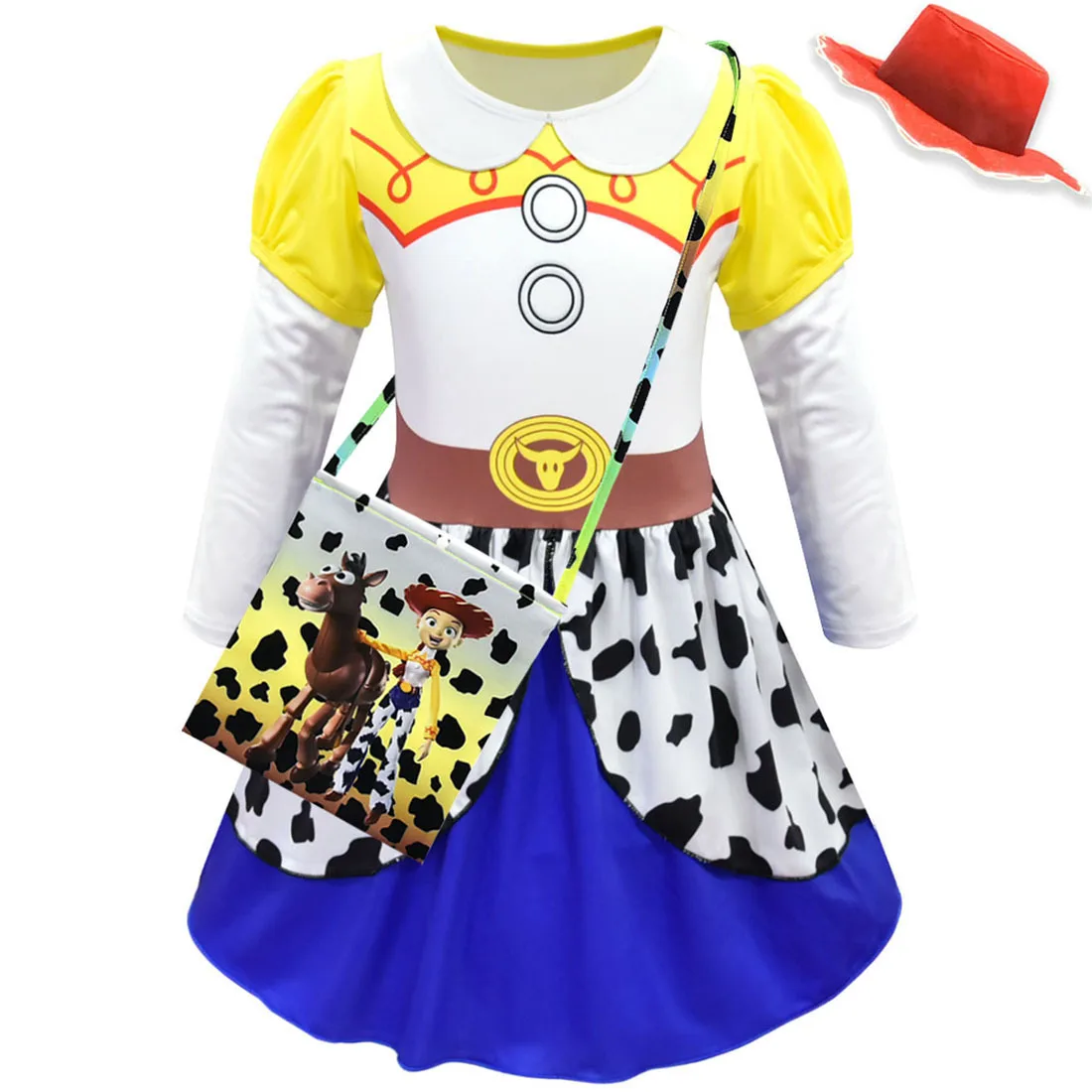 3pcs-suit Toy Story 4 Jessie Lotso Bullseye Spring and Autumn New Dress Halloween Costume Christmas dress for baby girls - Цвет: 3pcs-suit