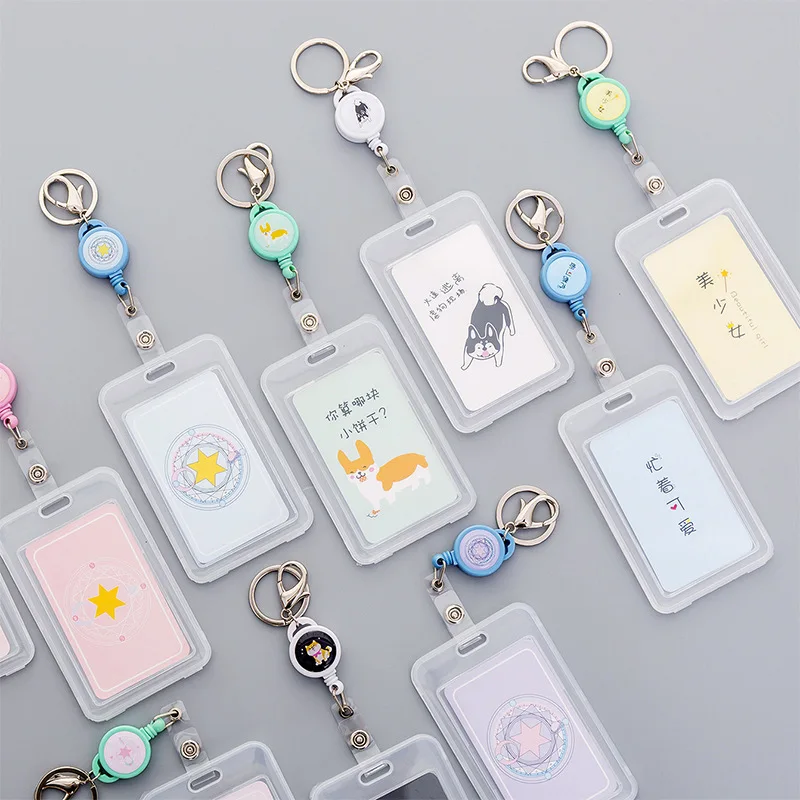 Kawaii Unicorn dog Magic Matrix Retractable Badge Card Holder Nurse Doctor Exhibition Pull Key ID Name Card Badge Holder