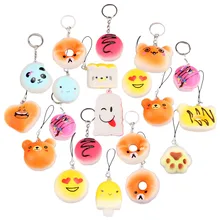 Besegad 20 шт. Забавные милые PU мягкие игрушечные брелоки брелок кулон еда для снятия стресса мягкими пандами мороженое торт случайный