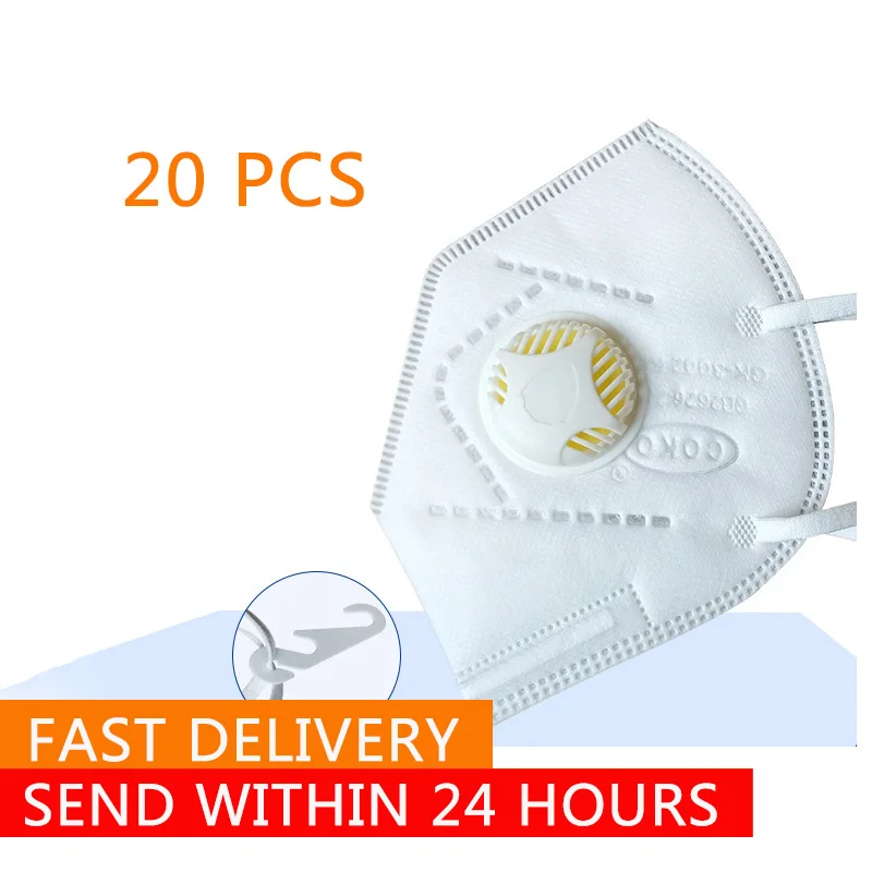 

KN95 Mask Filter With Holes 20Pcs Folding Anti Dust Masks Disposable Face Mask White For Germ Virus Protection N95 For Adults