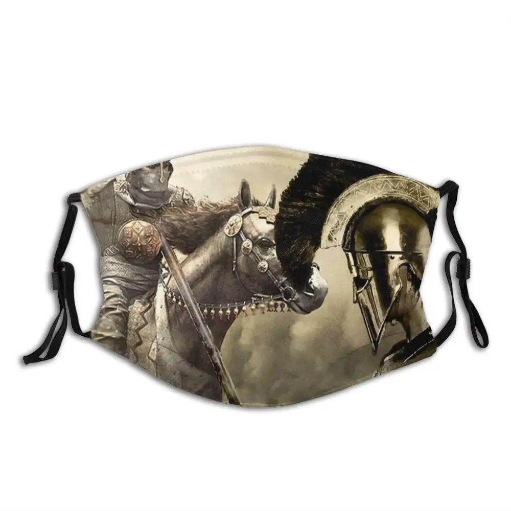 Spartan Achilles : Greek Warrior Funny Cool Cloth Mask Spear Armored Shield War Horse Persian Army | Аксессуары для одежды