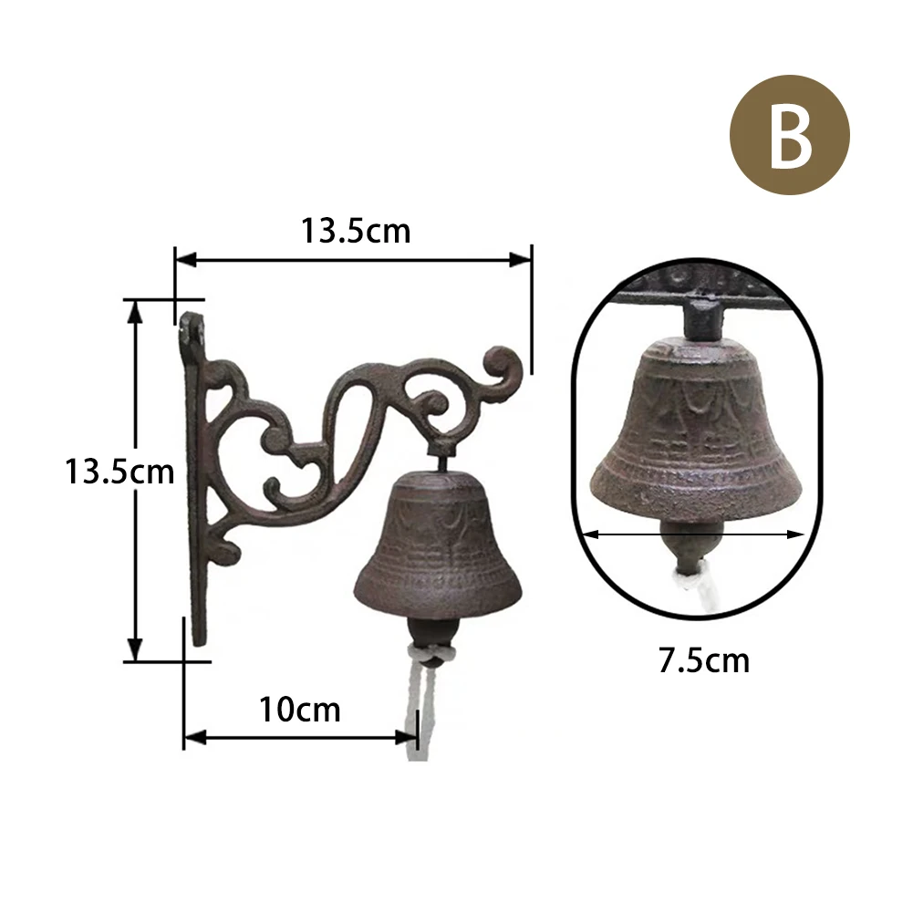 Винтажный коричневый в скандинавском стиле металлический Железный дверной звонок настенный Добро пожаловать литой беспроводной дверной звонок крыльцо садовое украшение домашний декор