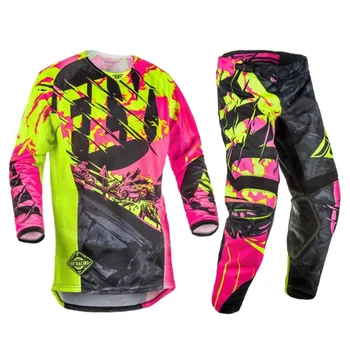 

Fly Fish Motocross Racing Suit Black Red Yellow Combo Moto ATV BMX MTB MX Off-Road Downhill Riding Gear Set Jersey Pants Set Men