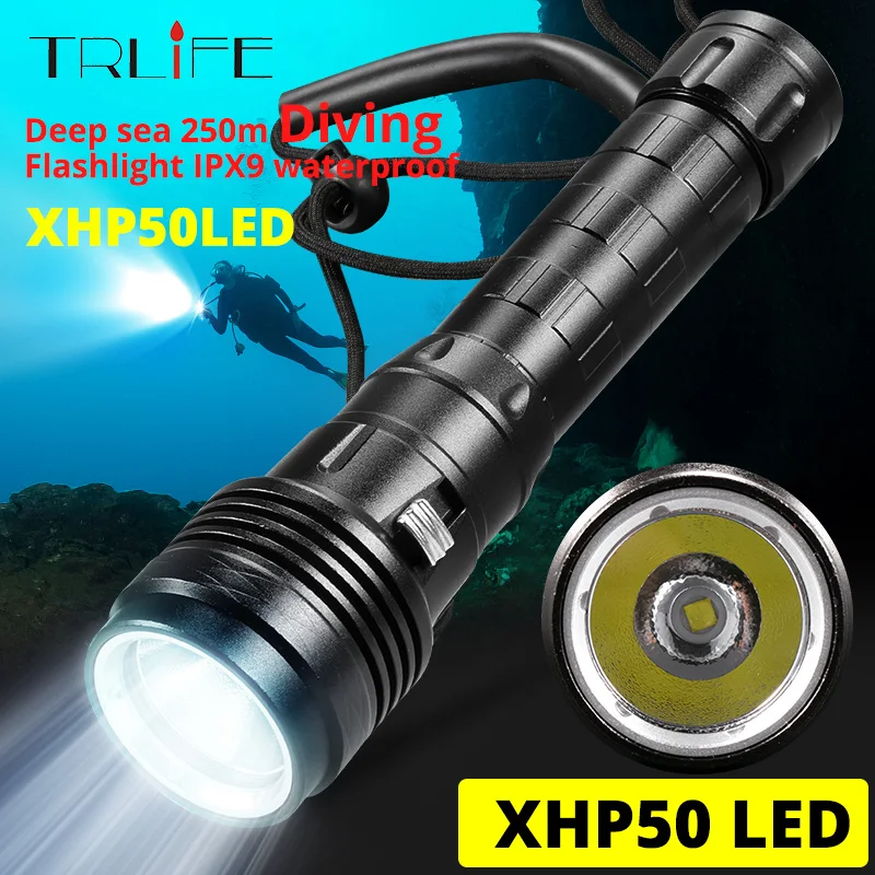 

2020 Diving Flashlight XHP50 Professional Ultra Bright L2 Waterproof Scuba 18650 Light IP8 Underwater 200M Dive Torch 26650 Lamp