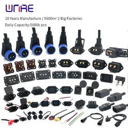 M20 M25 ND2+5 ND2+6 Electric Bike Charging Port Female and Male Charging/Discharging Socket Waterproof Plug With Cable Wire