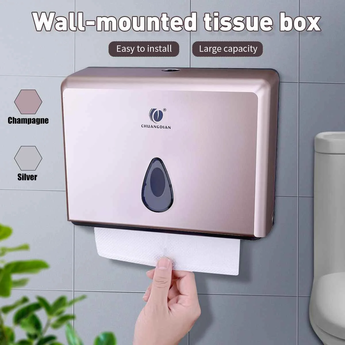 

Wall Mounted Toilet Paper Holder Dispenser Tissue Box Towel Napkin Storage Box Organizer Decor 2 Colors Home Bathroom Hotel