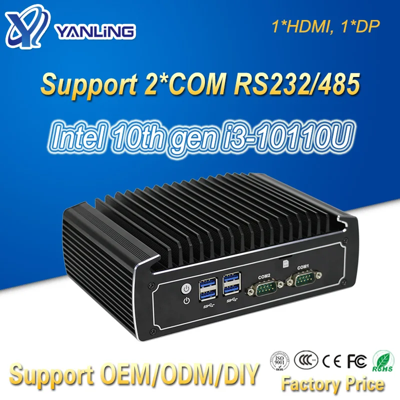 Yanling Computer Fanless A Bassa Potenza Intel Core I3 1010U Mini Pc Industriale Thin Client 2 Porta Lan Sistema Operativo Windows 11