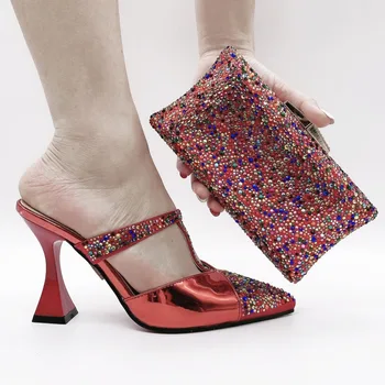 

Red 2020 Italian Design Appliques Style Shoes and Bags To Match Set Nigerian Women Wedding Shoes and Bags Sets