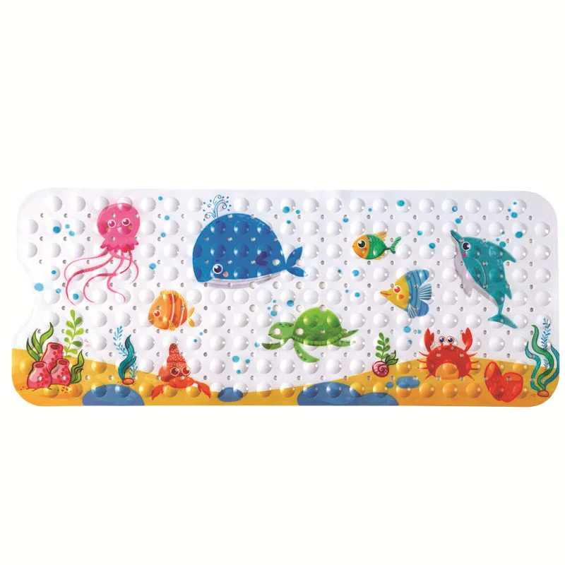 40X100CM bathtub non-slip mat children's bathroom printing cartoon suction cup pvc bath mat toilet floor lengthened