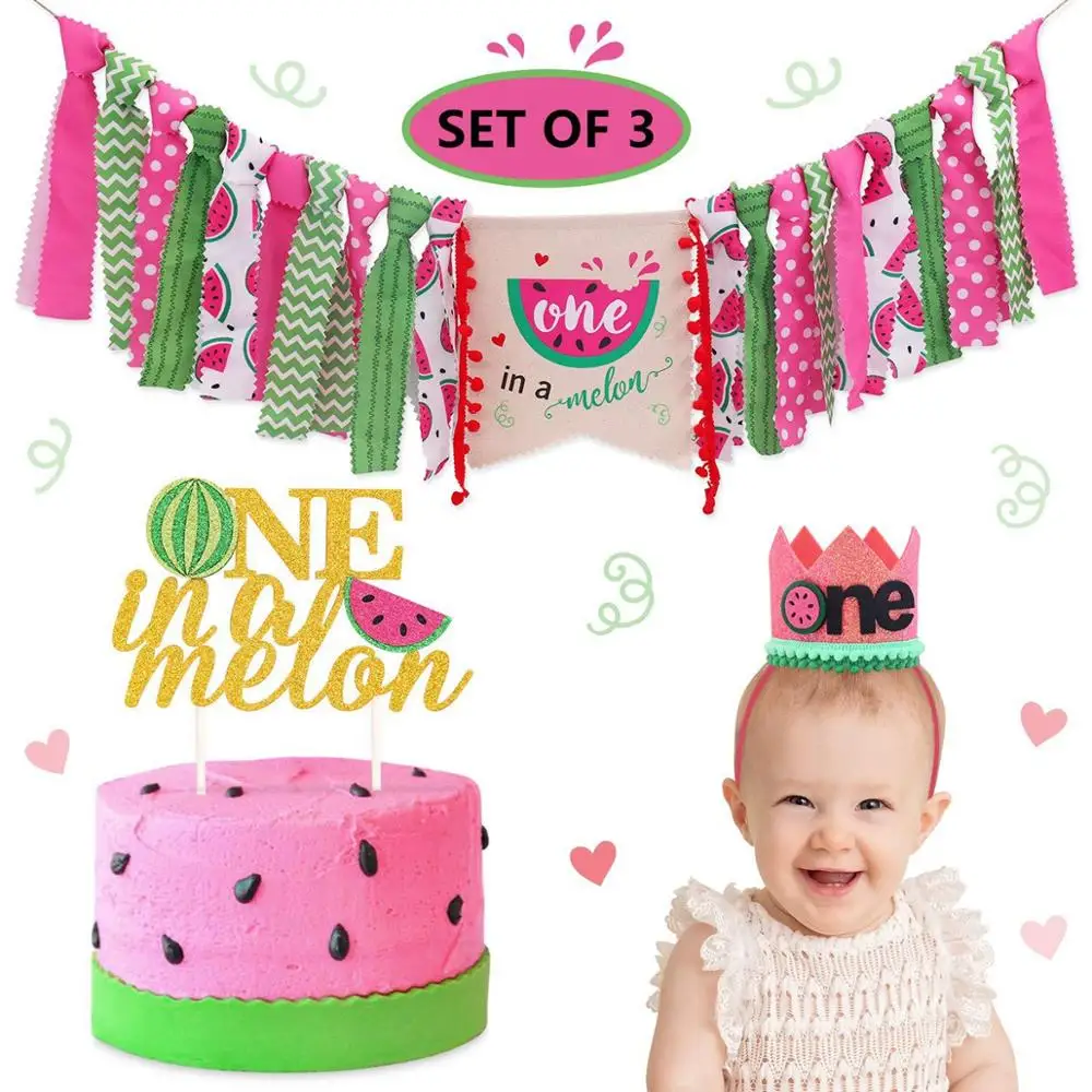 

Watermelon One Year Birthday Gift Hat 1st Birthday Banner Kids Happy Birthday Banner 1 One Year First Birthday Boy Baby Shower