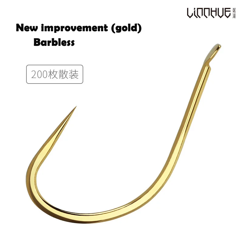 

LINNHUE New Improved Fish Hooks Bulk Wholesale Without Barbed Gold Black Pit Athletic Fishing Supplies High Carbon Fishing Hook