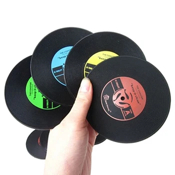 

Creative Table CD Mat Retro Vinyl Record Drinks Coasters Table Cup Mat Hot Drink Holder Home Decor PVC Printed Pattern Anti Fade