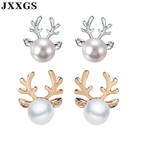 JXXGS, модное ювелирное изделие, серьги-гвоздики для женщин, жемчужные серьги-гвоздики, серьги с оленем и животными, Новое поступление, рождественский подарок для женщин 201