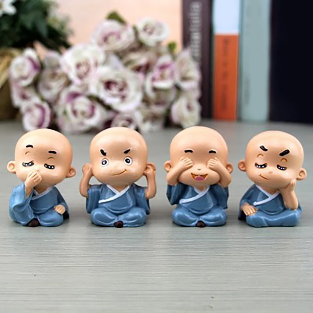 4 шт милый KungFu монах автомобиль интерьерный Дисплей Декор автомобиля орнамент для сиденья подарок SDA