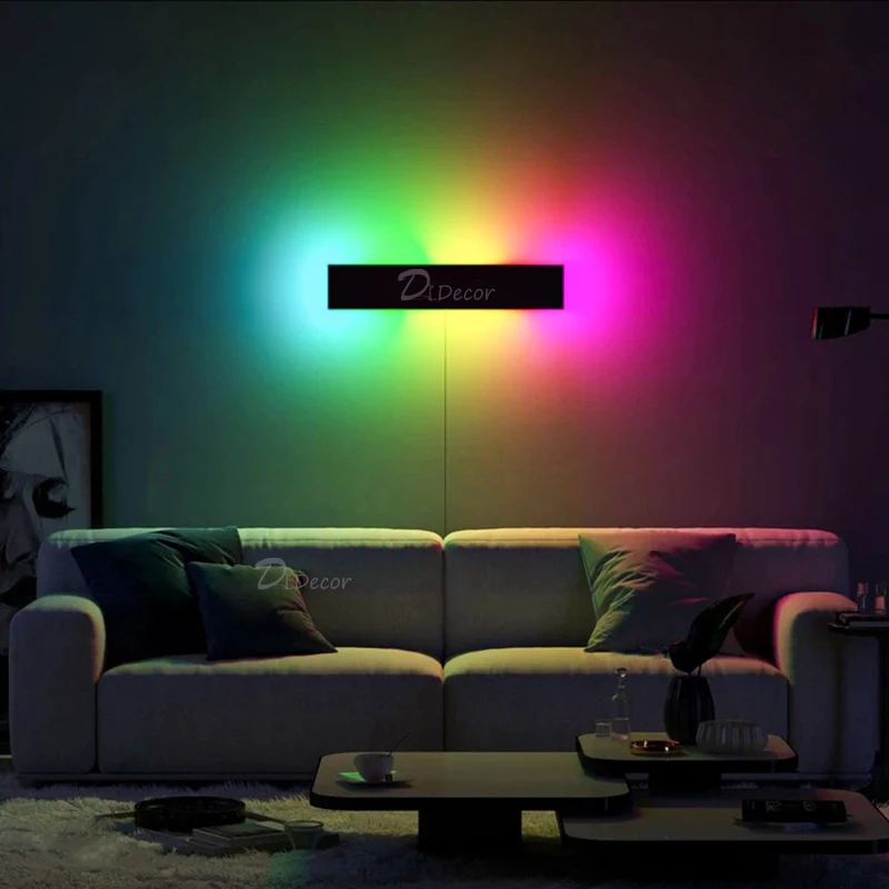 Nordic RGB LED Wall Lamp for Bedroom BedsideLiving Room Home Decoration Wall Light Colorful Indoor Cafe Lighting Fixtures