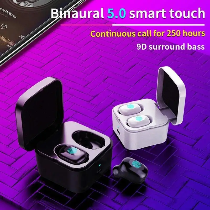 Мини беспроводные Bluetooth наушники в ухо спортивная Гарнитура вкладыши зарядка 8 XR наушники Mic Box для IPhone Handsfree с L4I7