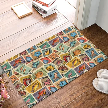 

Marine Stamp Animal Postmark Animal Stamp Door Mats Kitchen Floor Bath Entrance Rug Mat Rubber Non Slip