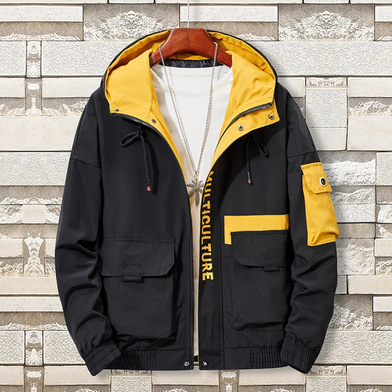 Best  Mens Jackets And Coats Man Autumn 2019 Cargo Black Windbreaker Hoodies Cool 6XL 7XL 8XL Hiphop Men 