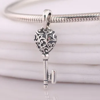 

Authentic S925 Vintage Regal Key Necklace Charm fit Lady Bracelet Bangle DIY Jewelry