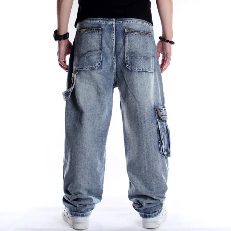 Hip Hop Jeans Men Side Pockets Denim Overalls Men Denim Jeans Pants Harem Men's Jeans Big Size 44 46 Baggy Loose Fit Male Jeans - Image 6