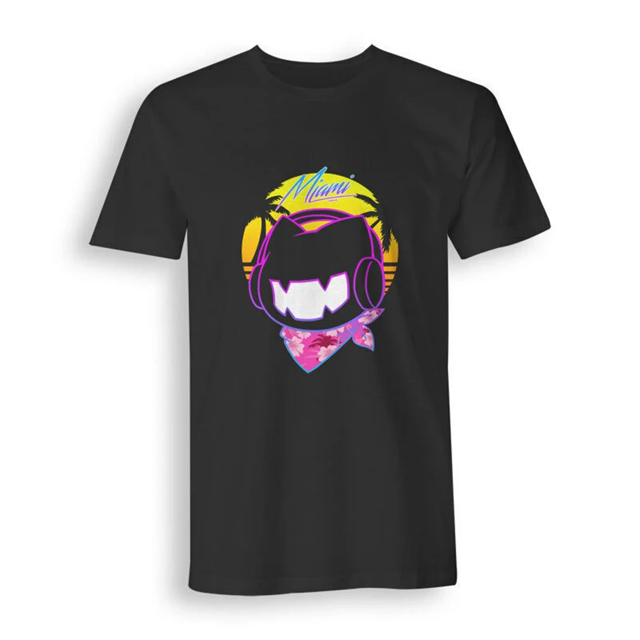 Музыка в Майями! Monstercat короткий рукав обычные футболки Черная Мужская футболка