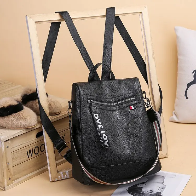 

2019 New Style Ribbon Backpack Anti-Theft WOMEN'S Bag Korean-style Outdoor Fashion Large-capacity Backpack