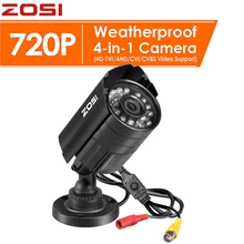 ZOSI 720P 1MP TVI/AHD/CVI/аналоговый CCTV ночного видения датчик движения Водонепроницаемая цилиндрическая камера