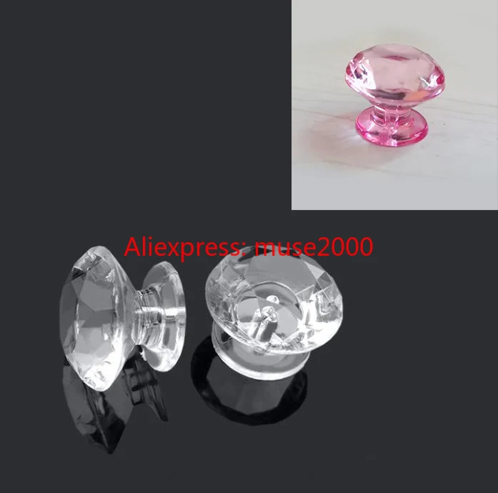clear pink arcylic door handle diamond shape show exhibition glue use cabinet cupboard jewel advertise plastic latch Drawer