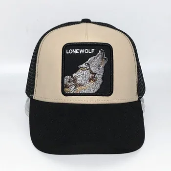 

2019 New Summer trucker cap mesh snapback hip hop hats for men embroidery baseball cap LONE WOLF AAA