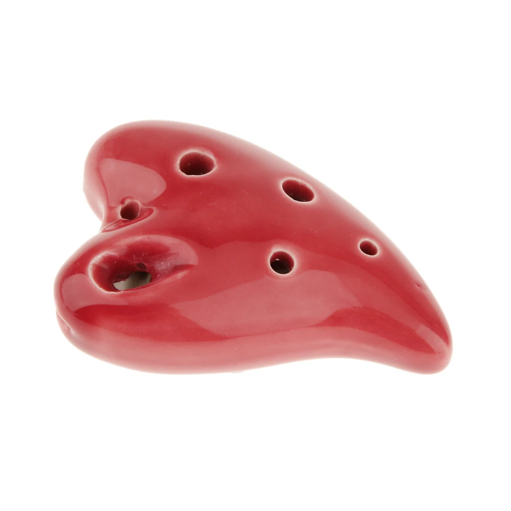 

Ceramic Heart Shape Red 6 Holes Alto C Ocarina Musical Instrument Toy