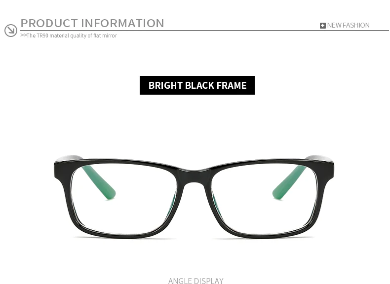 Rectangular Glasses Frame Men's Transparent Lens Flat Glasses Ladies Comfortable Black Blue Students Glasses Frame Lightweight